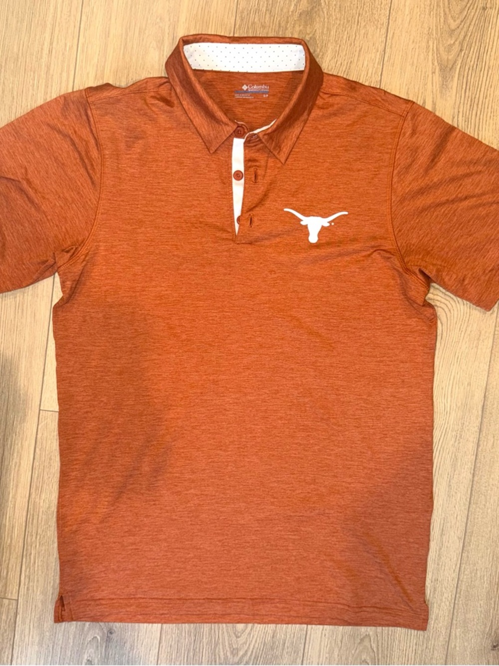 Columbia Texas Longhorns Collared Polo Shirt Mens Small Burnt Orange